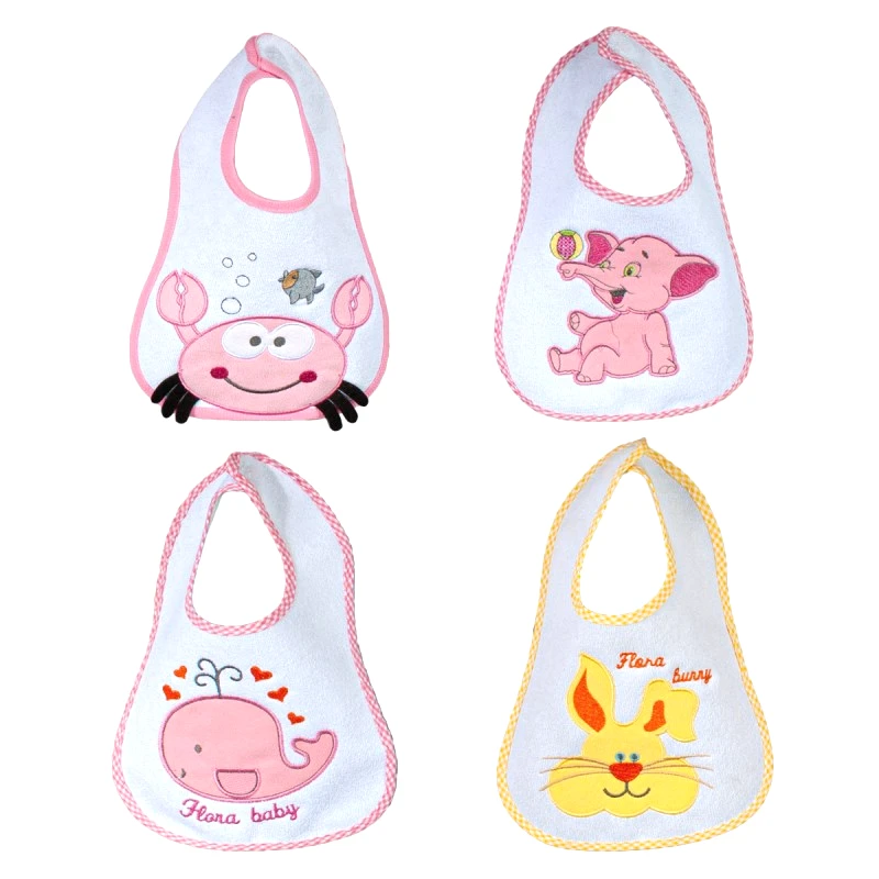 SB Home ΣΕΤ 4 ΤΕΜ. ΣΑΛΙΑΡΕΣ ΚΕΝΤ. SENSES BABY BIBS PINK No 4 (25Χ30), SB HOME