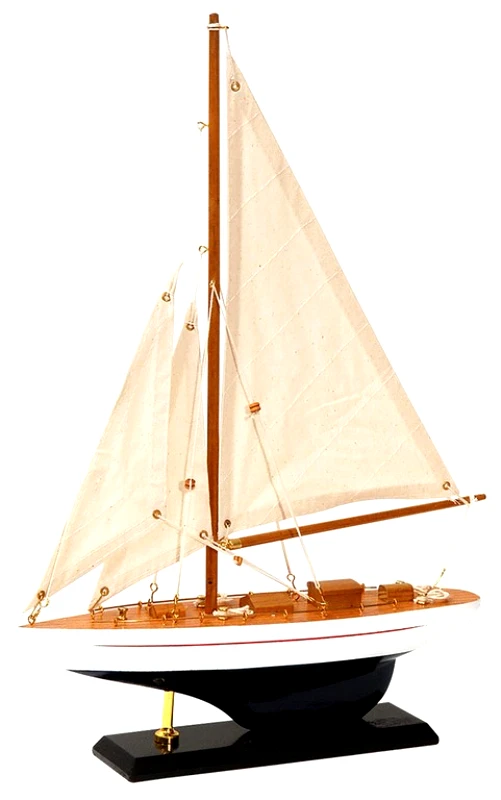 KATOIKEIN DECO Ξύλινο Παραδοσιακό Καράβι 30 x 6,5 z 43(h)cm,Χρώμα Λευκό - Καφέ