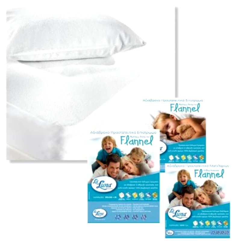 LA LUNA Επίστρωμα αδιάβροχο μονό FLANNEL (100X200+35), LA LUNA
