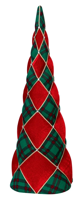 KATOIKEIN DECO Κόκκινο Πάνινο Χριστουγεννιάτικο Δέντρο Κώνος 36 x 97cm