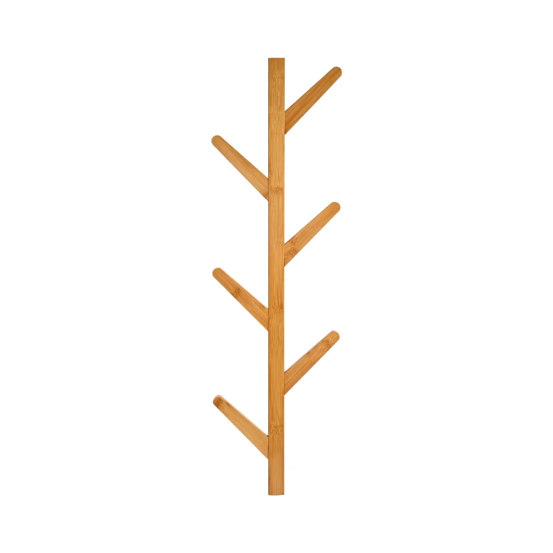 ESTIA Estia κρεμαστρα τοιχου bamboo καθετη 6 θεσεων με πλακε γαντζουσ 04-19709