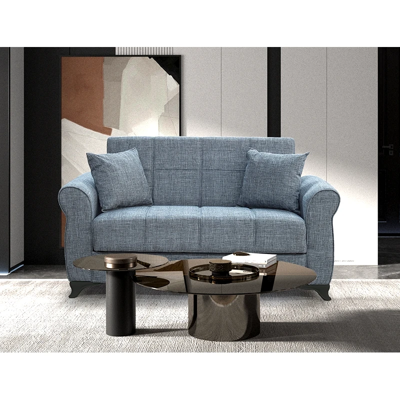 ZITA PLUS LENA ΓΚΡΙ ΥΦΑΣΜΑ 2ΘΕΣΙΟΣ ΚΑΝΑΠΕΣ/ΚΡΕΒΑΤΙ ΜΕ ΑΠΟΘ.ΧΩΡΟ 150Χ80εκ.