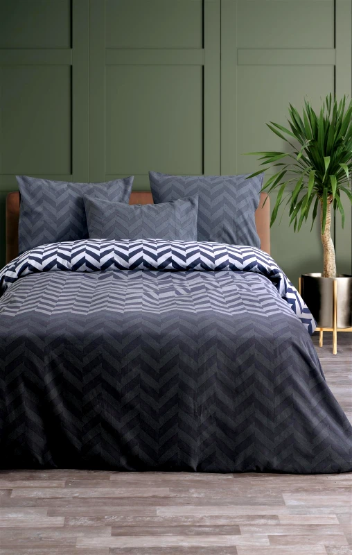 MAKIS TSELIOS Σετ σεντ m flat zic zac (grey) flannel 1*170x270cm 1*50χ70cm 100%cotton