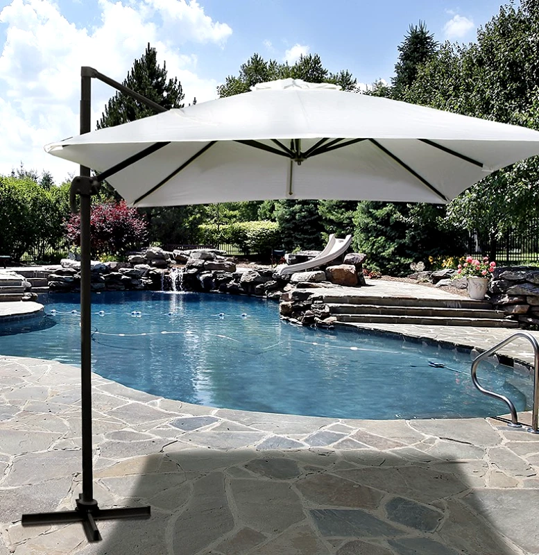 KATOIKEIN DECO Γωνιακή Τετράγωνη Ομπρέλα 300 x 300 ,Περιστρεφόμενη 360 , Με Αλουμίνιο Κορμό Και Πετάλι Ασφαλείας