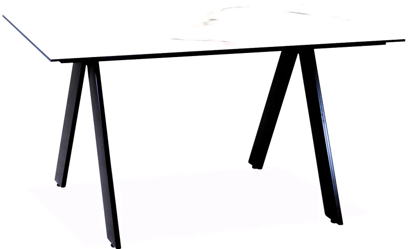 KATOIKEIN DECO Παραλληλόγραμμο Τραπέζι Αλουμινίου Με Επιφάνεια Compact Hpl Λευκό Μαρμάρου 120 x 68 x 75(h)cm