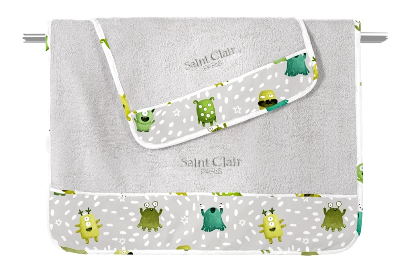 Saint Clair Σετ 2τμχ. Βρεφικές Πετσέτες Monsters Lime