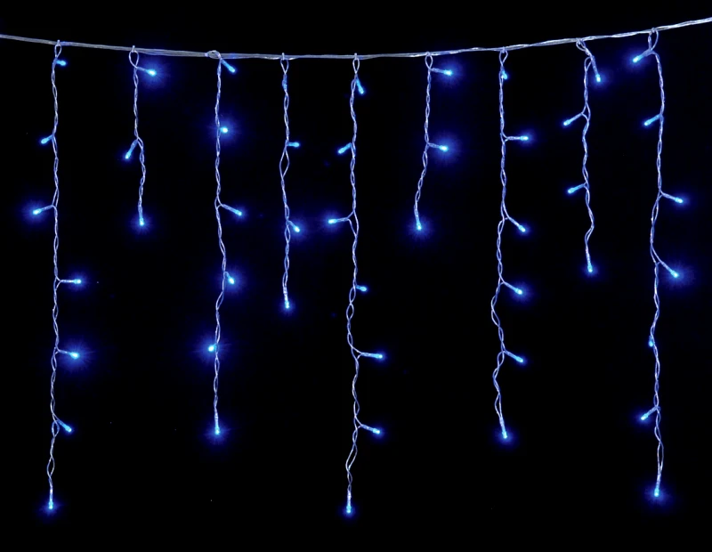 KATOIKEIN DECO 100Led Ασύμμετρη Κουρτίνα Με Επέκταση 200 x 100(h)cm,Διάφανο Καλώδιο/Μπλέ Λαμπάκι