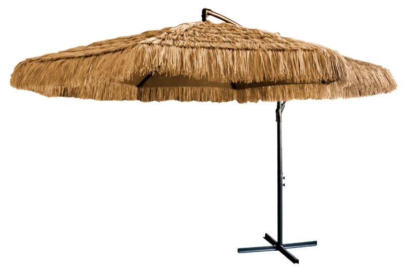 KATOIKEIN DECO Γωνιακή Στρογγυλή Ομπρέλα 300cm ,Περιστρεφόμενη 360 , Με Μεταλλικό Σκελετό Και Κρόσια Χόρτο