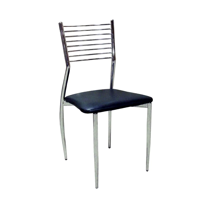 KATOIKEIN DECO Εβιτα μαυρη-σ6-καρεκλα χρωμιου