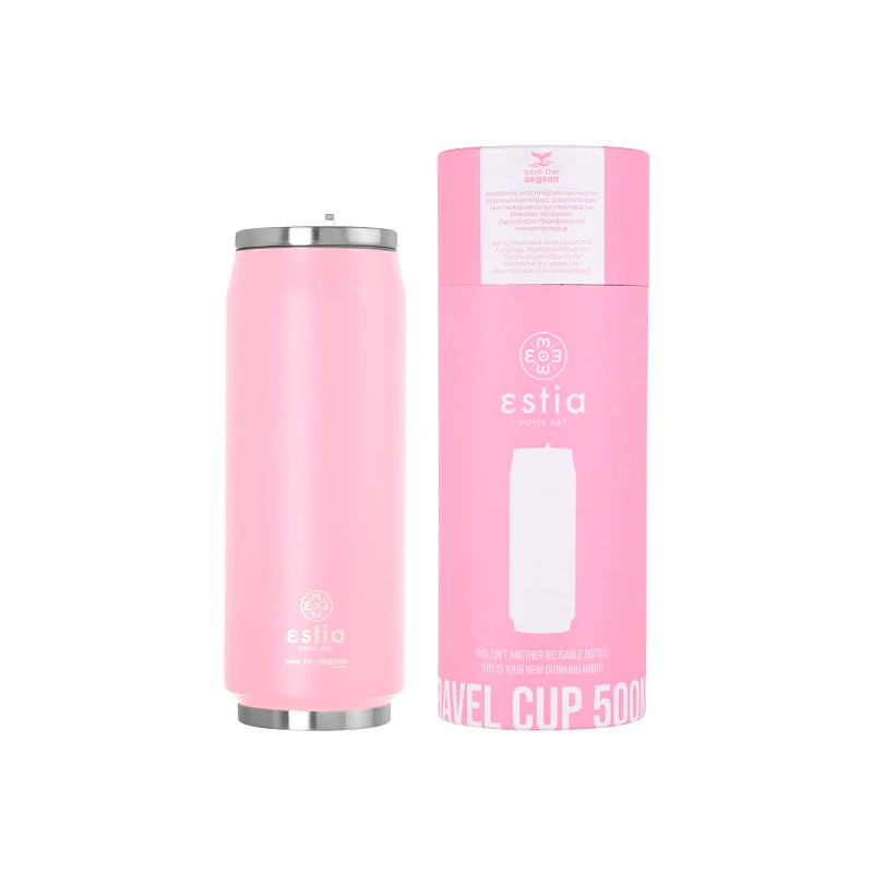ESTIA ΘΕΡΜΟΣ COFFEE CUP SAVE THE AEGEAN 500ml BABY PINK 01-10317, ESTIA