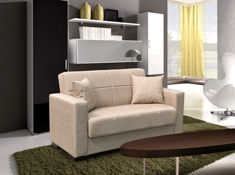 ZITA PLUS ROVER LIGHT BROWN ΥΦΑΣΜΑ 2ΘΕΣΙΟΣ ΚΑΝΑΠΕΣ/ΚΡΕΒΑΤΙ ΜΕ ΑΠΟΘ.ΧΩΡΟ 150Χ80εκ.