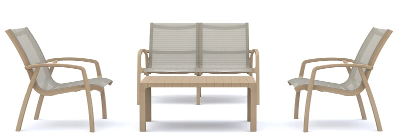 KATOIKEIN DECO Taupe Καθιστικό Σέτ Πολυπροπυλένιου 4 Τεμαχίων Με Διάτρητο Ύφασμα Με UV Προστασία
