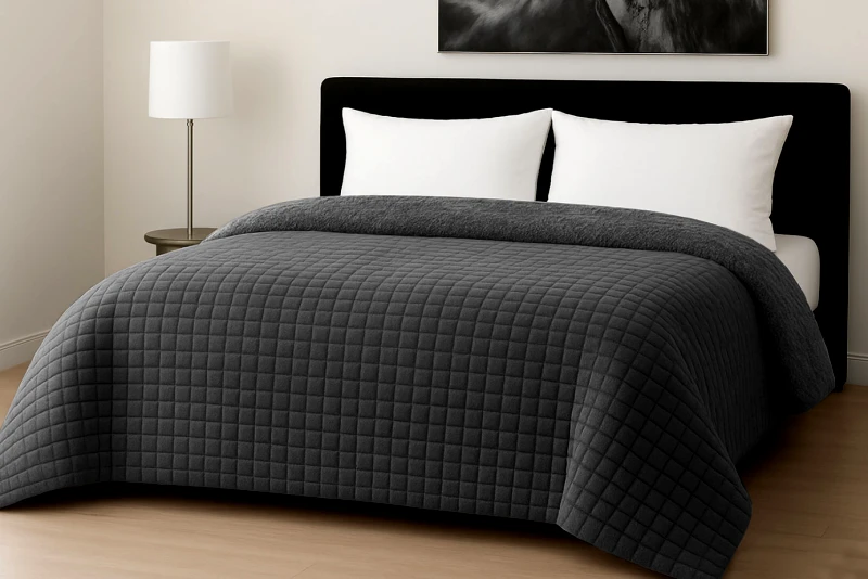 LE BLANC Κουβερτοπάπλωμα Le Blanc Flannel Comfort Υπέρδιπλο 220Χ240 700gsm RIB CUT Dark Grey