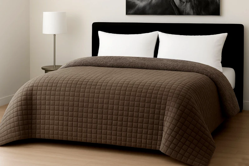 LE BLANC Κουβερτοπάπλωμα Le Blanc Flannel Comfort Σούπερ Υπέρδιπλο 260Χ240 700gsm RIB CUT Moka