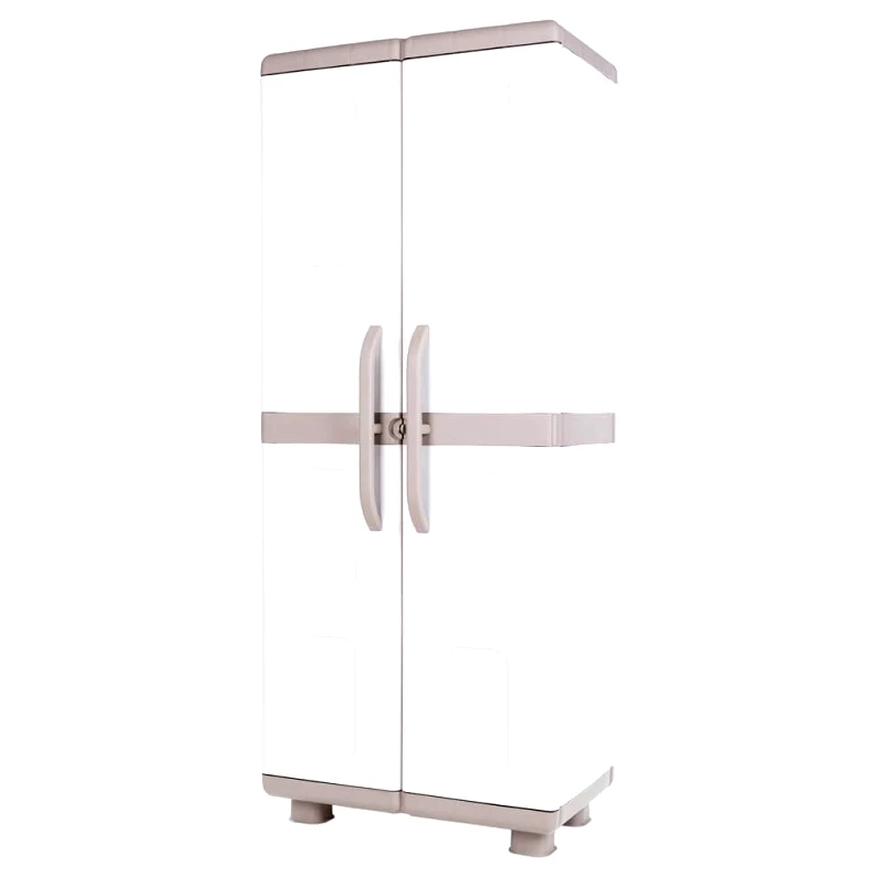 HOMEPLAST Ντουλάπα Δίφυλλη Πλαστική Ηλέκτρα 73x44x179εκ. Μπεζ-Ζαχαρί, HOMEPLAST