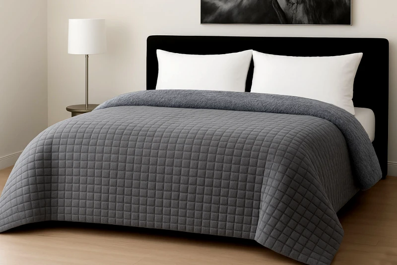 LE BLANC Κουβερτοπάπλωμα Le Blanc Flannel Comfort Υπέρδιπλο 220Χ240 700gsm RIB CUT Light Grey