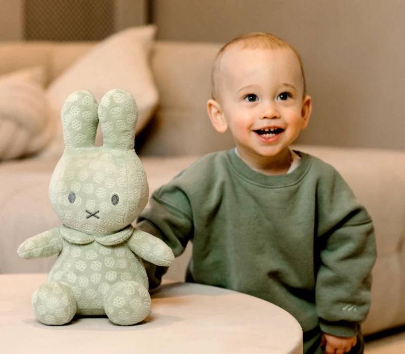 MIFFY Λούτρινο Από Βελουτέ Ύφασμα 30cm Πράσινο Miffy Flowers