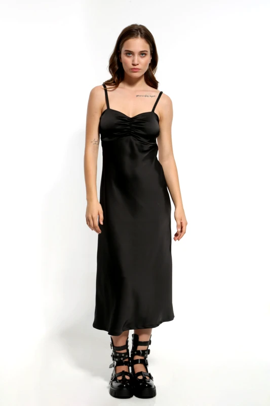 Anel Fashion ΜΑΥΡΟ ΣΑΤΕΝ ΜΑΞΙ ΕΞΩΠΛΑΤΟ ΦΟΡΕΜΑ