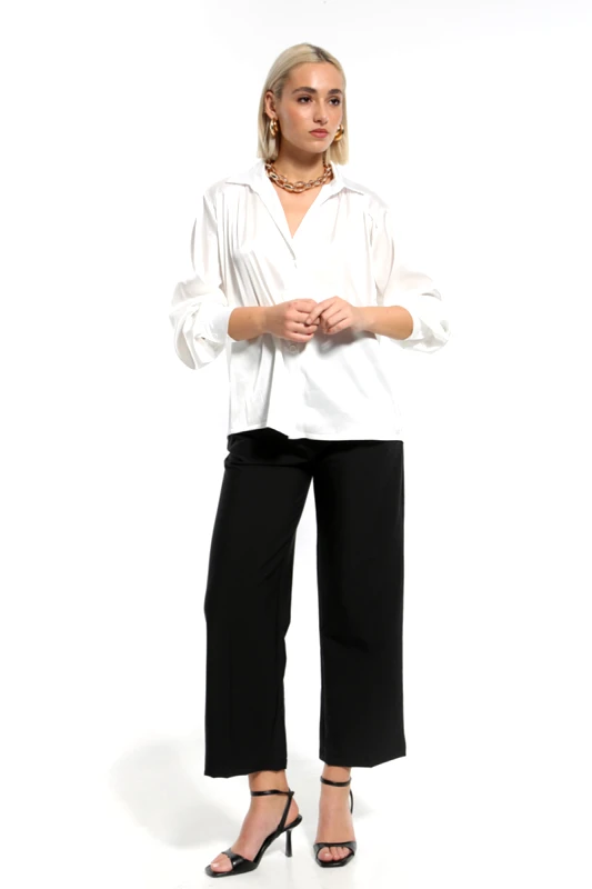 Anel Fashion ΣΑΤΕΝ ΛΕΥΚΟ ΜΑΚΡΥΜΑΝΙΚΟ ΠΟΥΚΑΜΙΣΟ