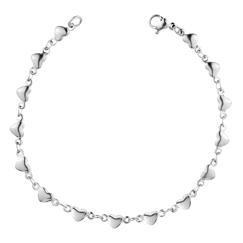 AMOR AMOR Βραχιόλι Ποδιού Από Ανοξείδωτο Ατσάλι Με Καρδιές ΤΑ28998 24cm