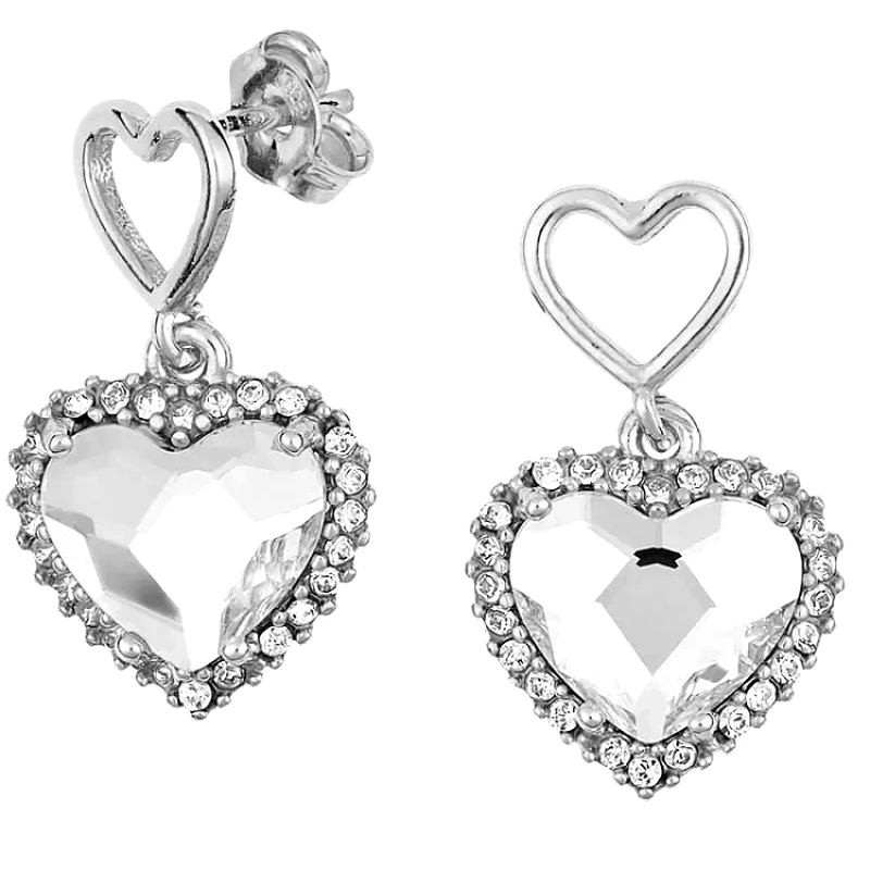 AMOR AMOR Σκουλαρίκια Από Ασήμι 925 Επιπλατινωμένο Με Καρδιές Swarovski EX49473