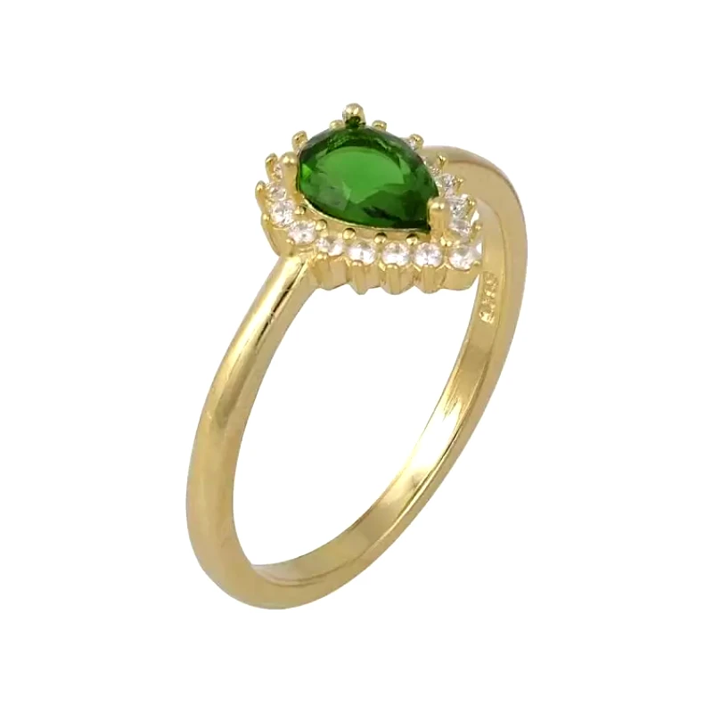 AMOR AMOR Δαχτυλίδι Ροζέτα Από Ασήμι 925 Επιχρυσωμένο Δάκρυ SS34289