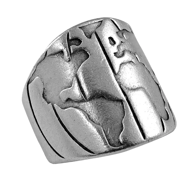 AMOR AMOR Δαχτυλίδι Από Ορείχαλκο Επαργυρωμένο Χάρτης PF39926