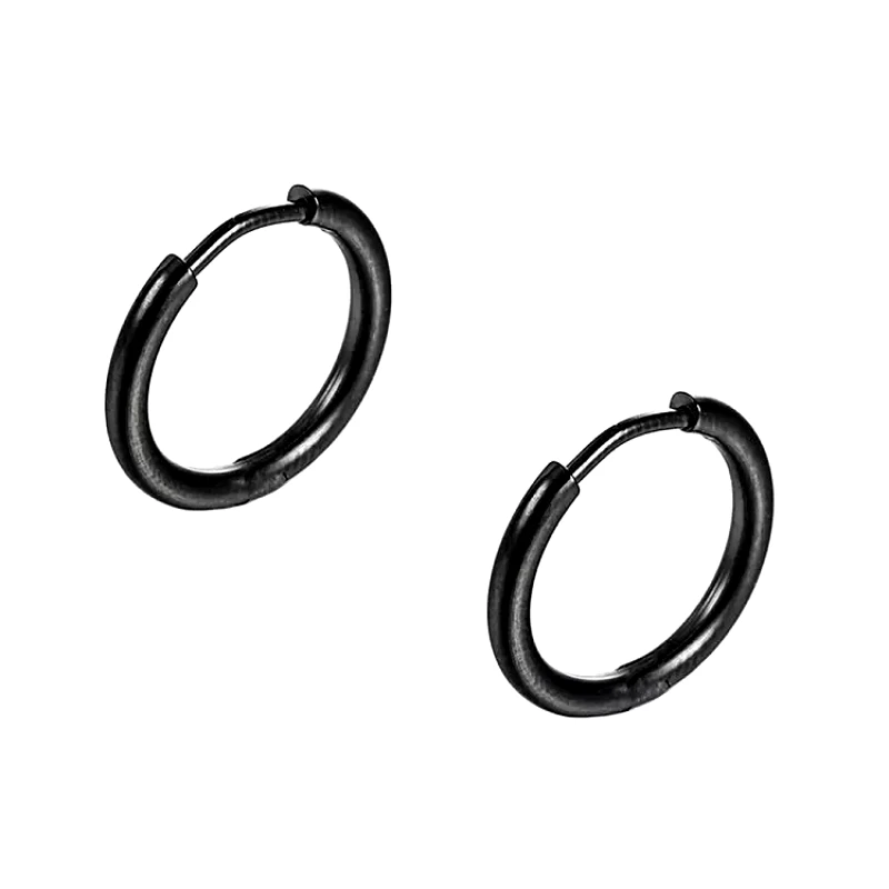 AMOR AMOR Σκουλαρίκια Κρίκοι 2,5x12 mm Από Ατσάλι Μαύρο AS48657