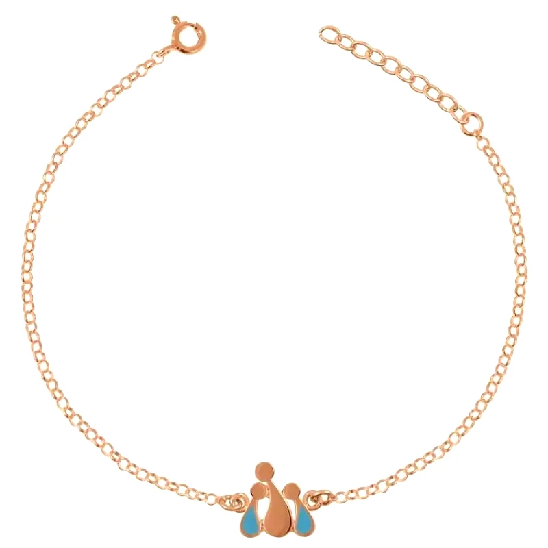 AMOR AMOR Βραχιόλι Από Ασήμι 925 Ροζ Επιχρυσωμένο Με Οικογένεια, Μαμά Και Παιδιά EX27053