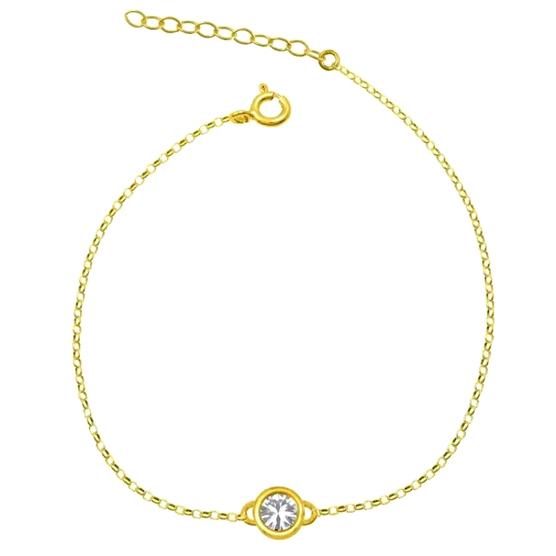 AMOR AMOR Βραχιόλι Μονόπετρο Από Ασήμι 925 Επιχρυσωμένο Με Swarovski EX27607