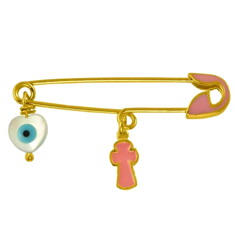 AMOR AMOR Παραμάνα Από Ασήμι 925 Επιχρυσωμένο Με Ματάκι Και Σταυρό KO70519