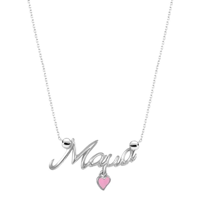 AMOR AMOR Κολιέ Από Ασήμι 925 Επιπλατινωμένο Μαμά Με Καρδιά EX18577
