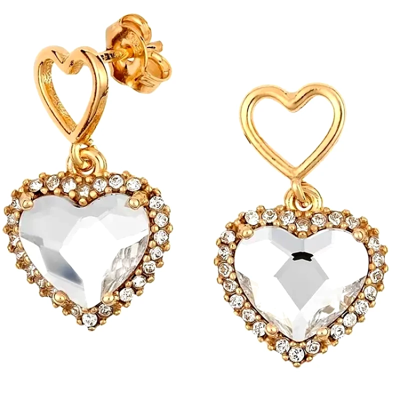 AMOR AMOR Σκουλαρίκια Από Ασήμι 925 Επιχρυσωμένο Με Καρδιές Swarovski EX49474