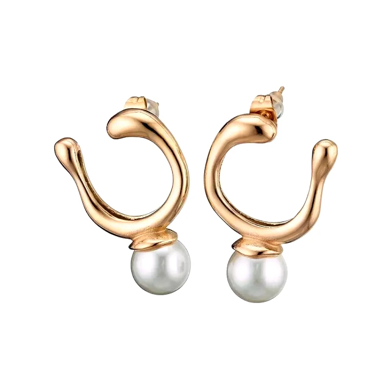 AMOR AMOR Σκουλαρίκια Από Ανοξείδωτο Ατσάλι Ροζ Επιχρυσωμένο Με Μαργαριτάρι AS47720