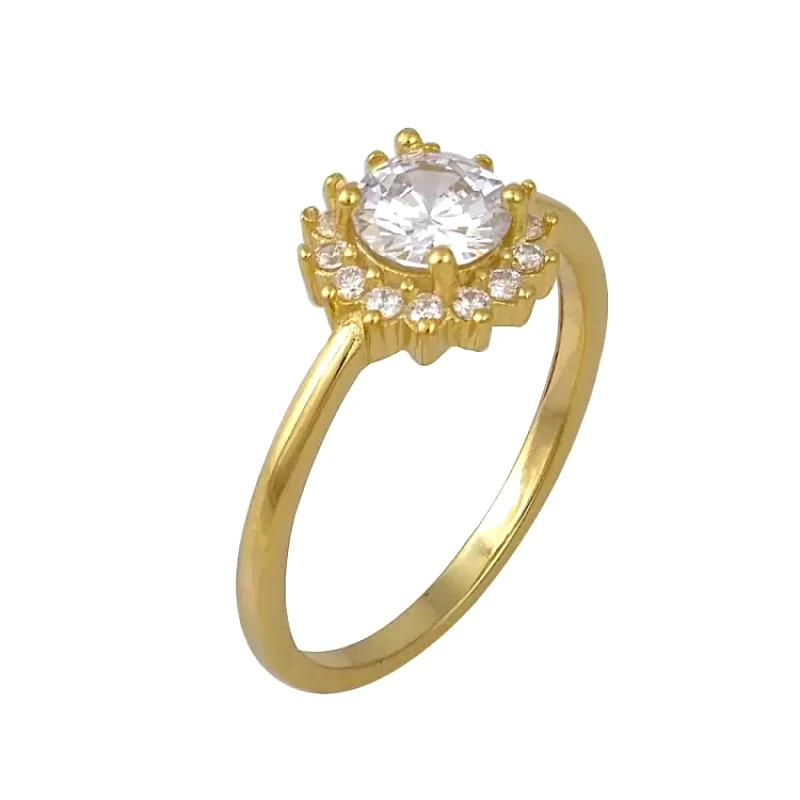 AMOR AMOR Δαχτυλίδι Ροζέτα Από Ασήμι 925 Επιχρυσωμένο Στρογγυλό SS34274