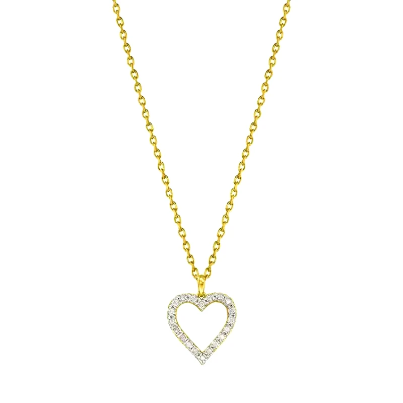AMOR AMOR Κολιέ Από Ασήμι 925 Επιχρυσωμένο 24Κ Με Καρδιά Από Ζιργκόν TM14982
