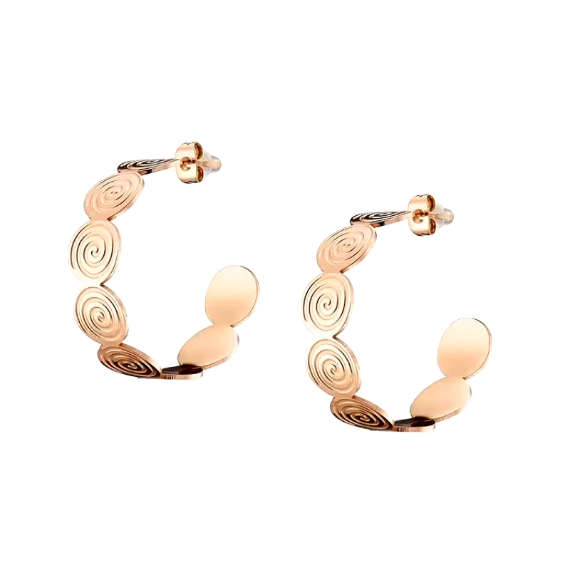 AMOR AMOR Σκουλαρίκια Κρίκοι Από Ανοξείδωτο Ατσάλι Ροζ Επιχρυσωμένο AS47729