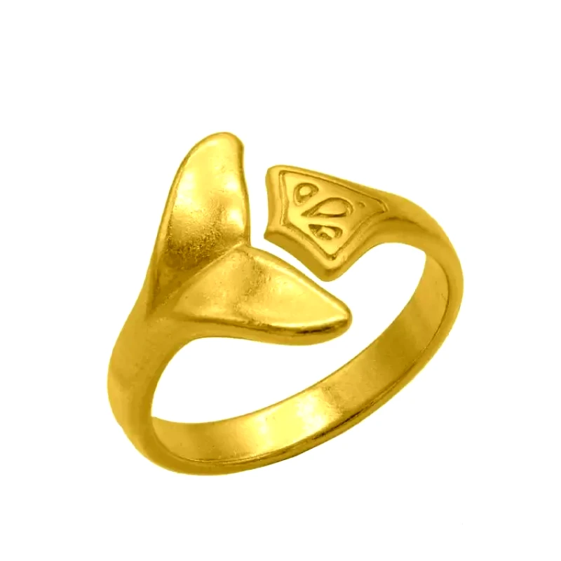 AMOR AMOR Δαχτυλίδι Από Ορείχαλκο Επιχρυσωμένο 24Κ Ουρά Φάλαινας PF37408