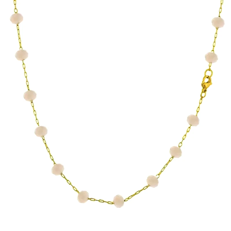 AMOR AMOR Κολιέ Αλυσίδα Ροζάριο Από Ανοξείδωτο Ατσάλι Επιχρυσωμένο TA14674 55cm