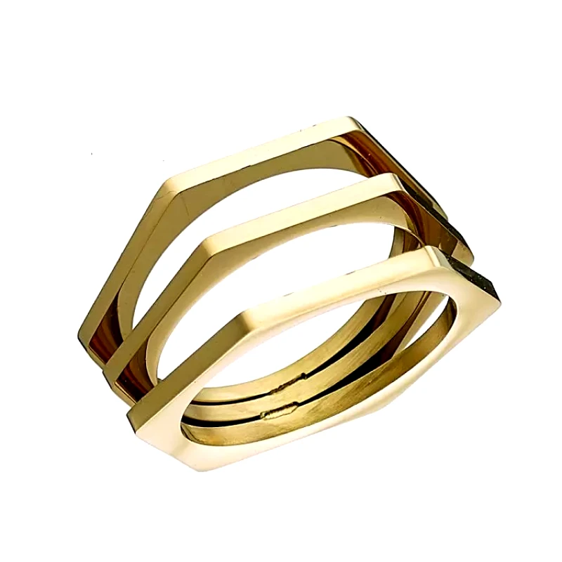 AMOR AMOR Δαχτυλίδι Από Ανοξείδωτο Ατσάλι Επιχρυσωμένο AS30782