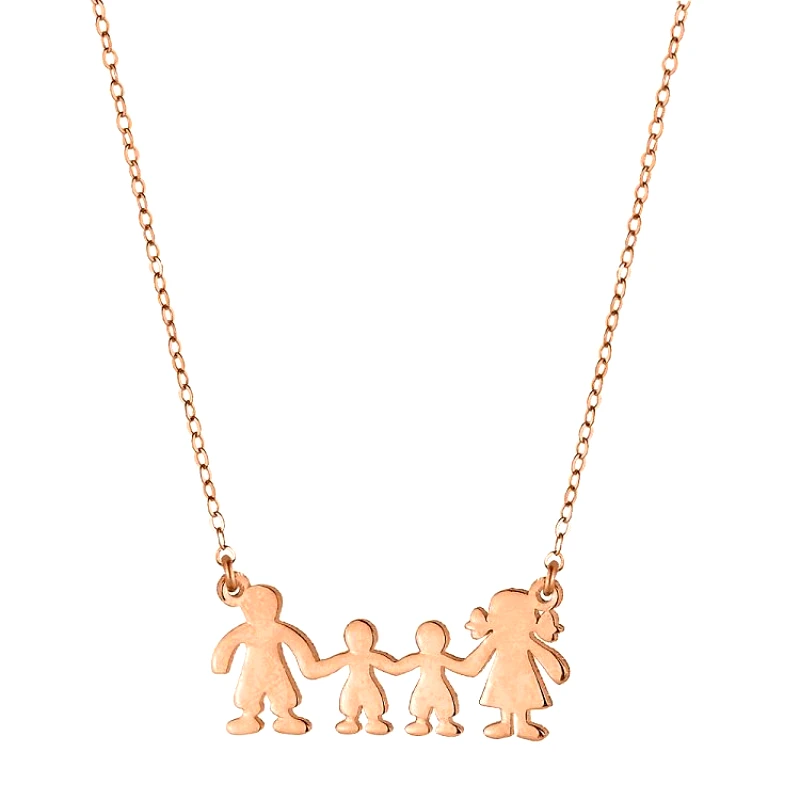 AMOR AMOR Κολιέ Από Ασήμι 925 Ροζ Επιχρυσωμένο Με Οικογένεια, Μαμά, Πατέρα, Γιούς MI15903