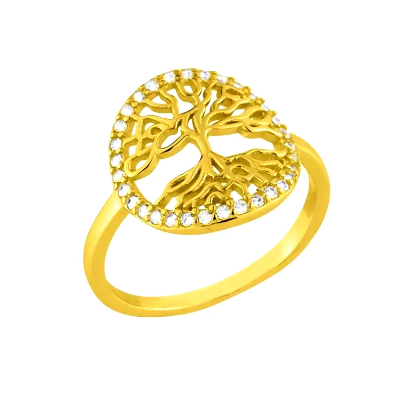 AMOR AMOR Δαχτυλίδι Από Ασήμι 925 Επιχρυσωμένο Με Δέντρο Της Ζωής SS38919