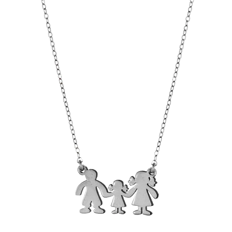 AMOR AMOR Κολιέ Από Ασήμι 925 Με Οικογένεια, Μαμά, Πατέρα, Κόρη SS15898