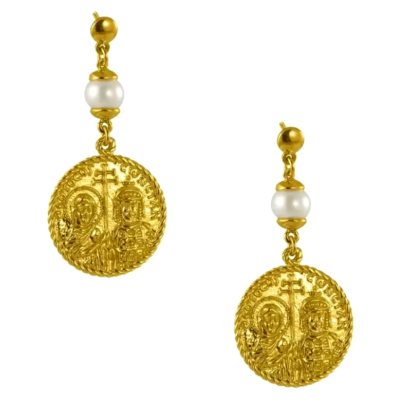 AMOR AMOR Σκουλαρίκια Από Ασήμι 925 Επιχρυσωμένο Με Φλουρί Κωνσταντινάτο ΚΟ49824