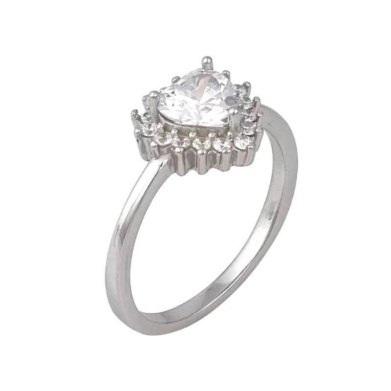 AMOR AMOR Δαχτυλίδι Ροζέτα Από Ασήμι 925 Καρδιά SS34293