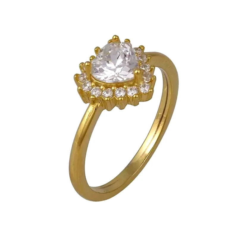 AMOR AMOR Δαχτυλίδι Ροζέτα Από Ασήμι 925 Επιχρυσωμένο Καρδιά SS34294