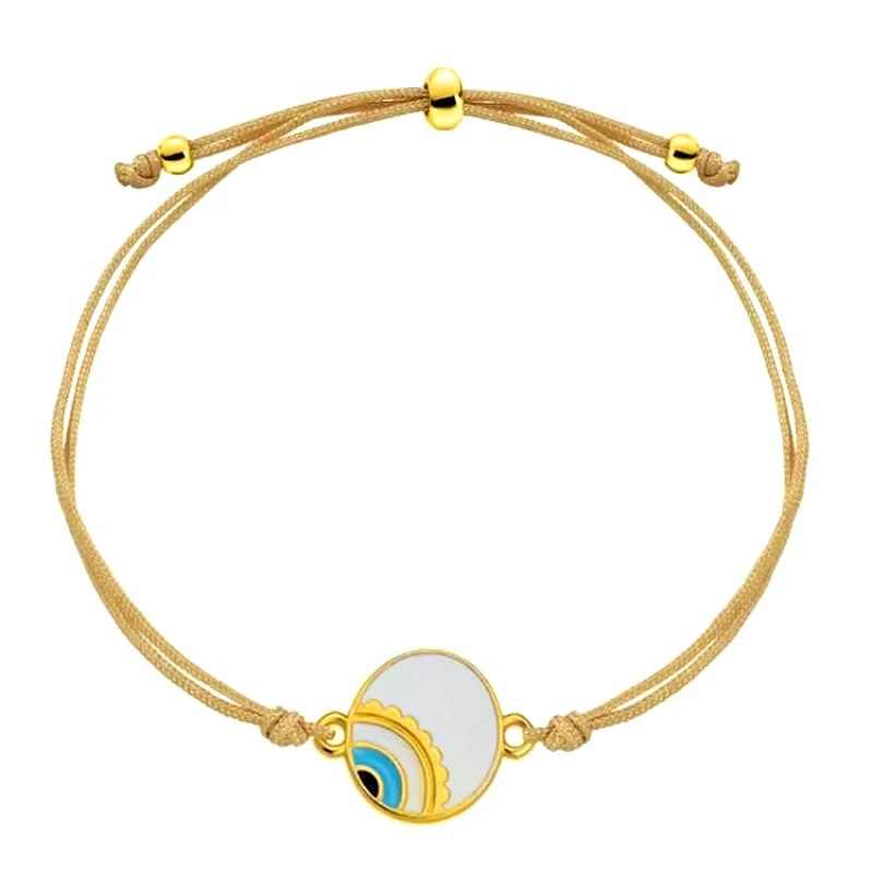AMOR AMOR Βραχιόλι Από Κορδόνι Και Ορείχαλκο Επιχρυσωμένο 24K Με Ματάκι AA25051