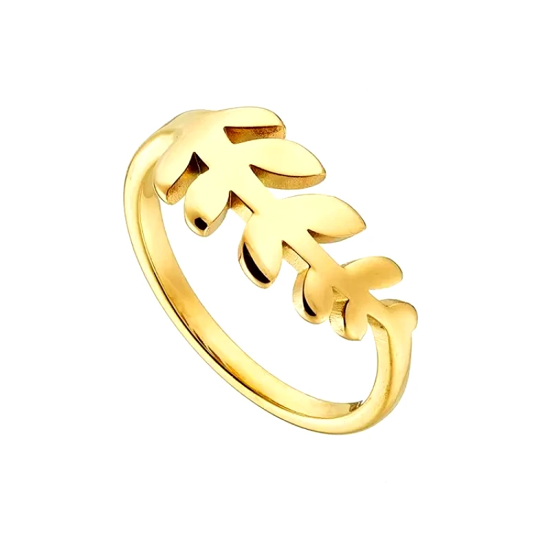 AMOR AMOR Δαχτυλίδι Από Ανοξείδωτο Ατσάλι Επιχρυσωμένο Φύλλο AS37463