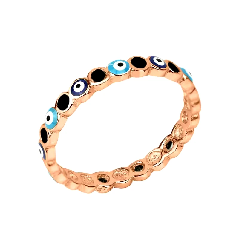 AMOR AMOR Δαχτυλίδι Από Ασήμι 925 Ροζ Επιχρυσωμένο Με Ματάκια SS34478