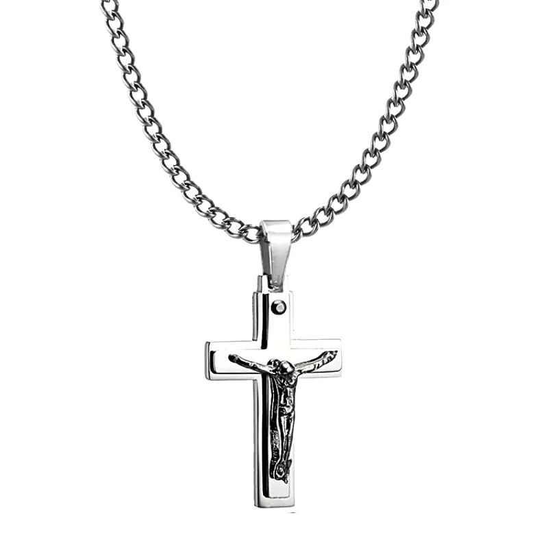 AMOR AMOR Κολίε Από Ατσάλι Με Σταυρό AS12032